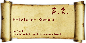 Priviczer Kenese névjegykártya